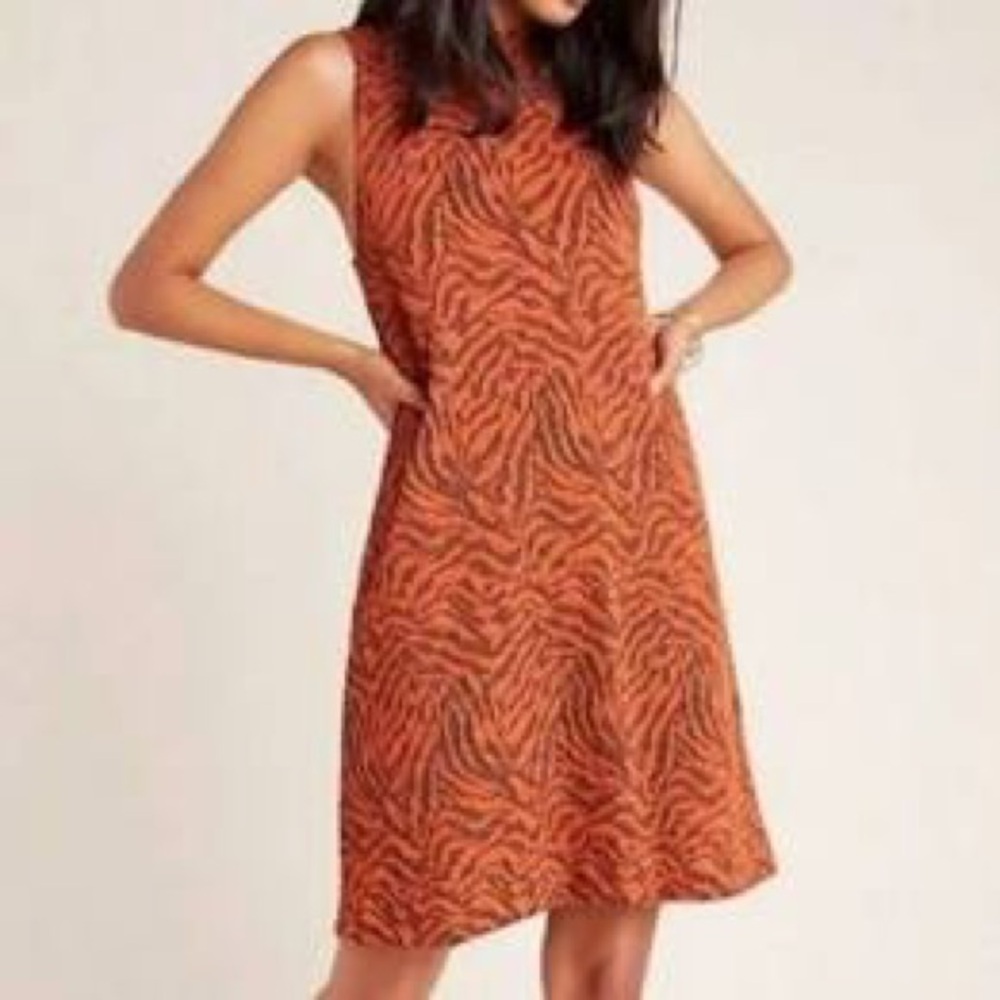 Anthro Brigitte Jacquard Tiger Shift Dress PM NWT